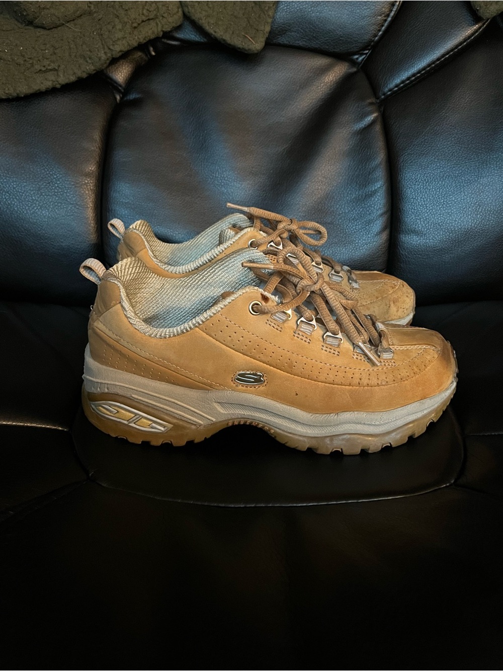 Skechers brown leather Y2K sneakers